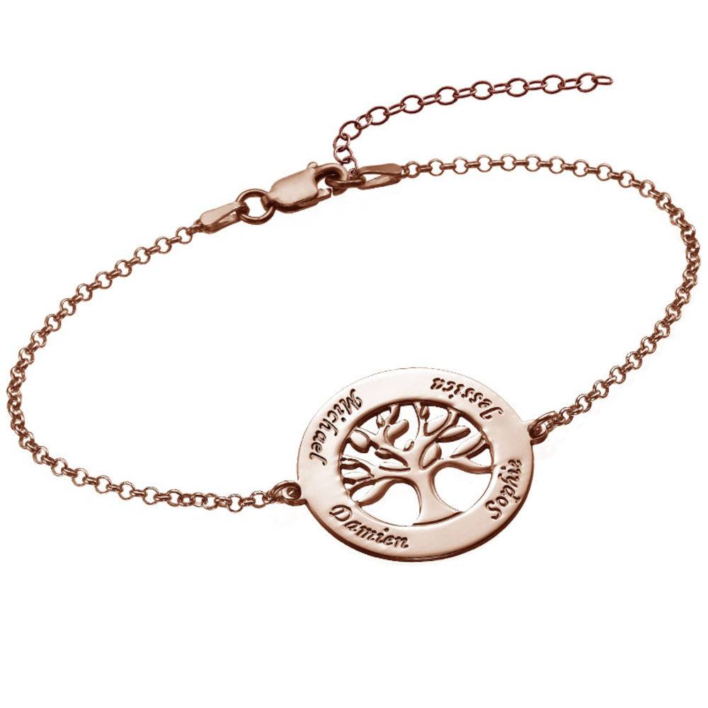 Pulsera Árbol Genealógico con Grabado en Chapa de Oro Rosa-1 foto de producto