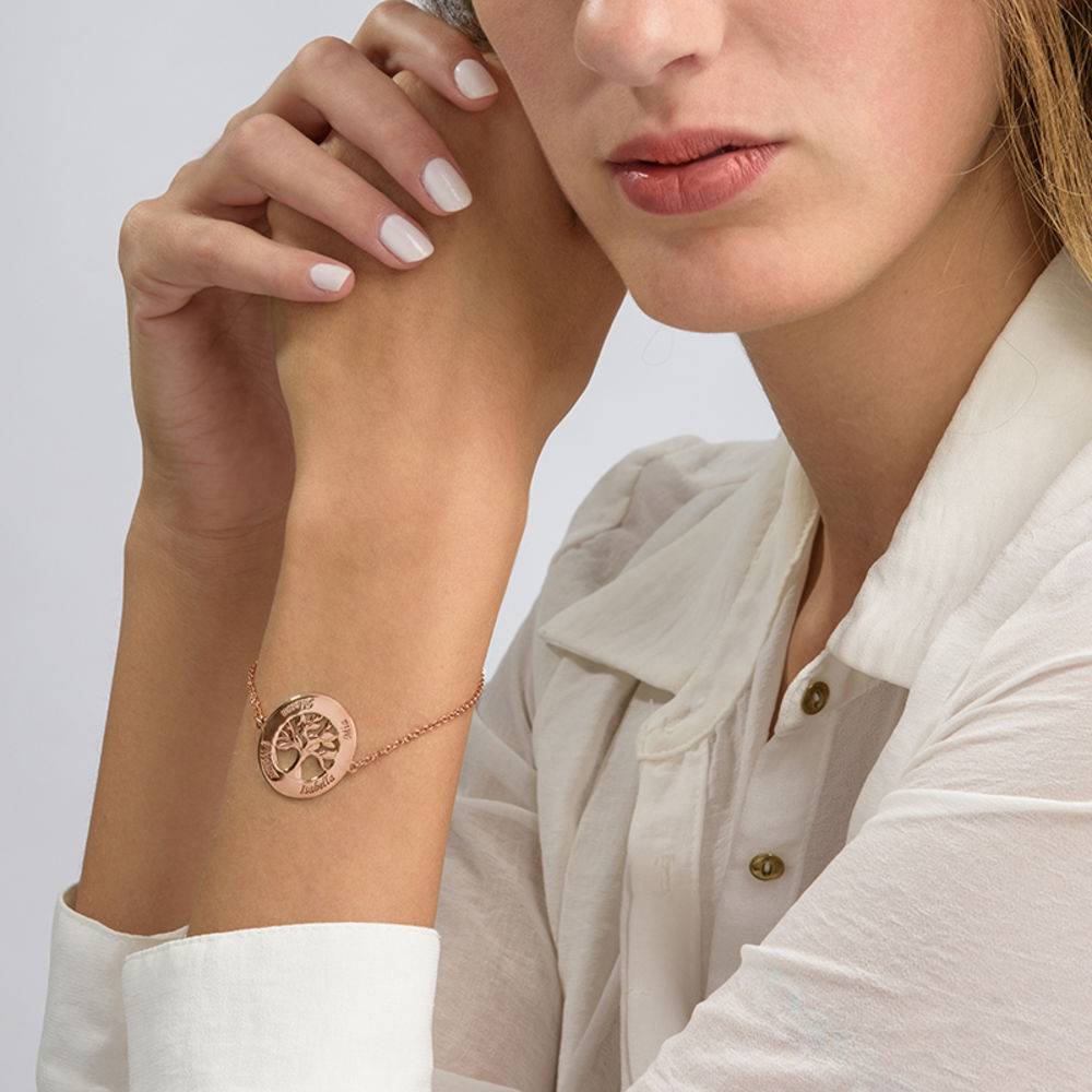 Pulsera Árbol Genealógico con Grabado en Chapa de Oro Rosa-2 foto de producto