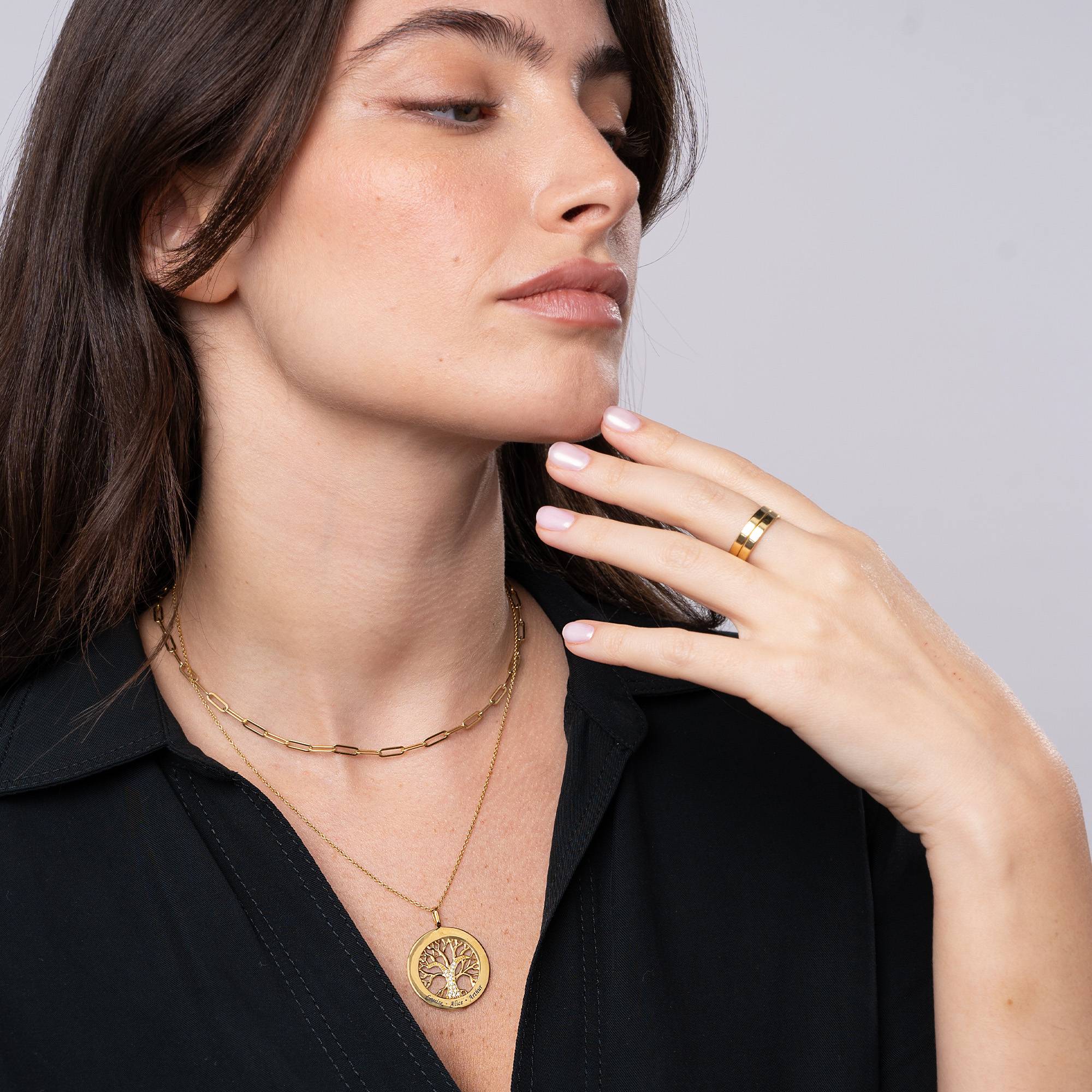 Collar Árbol Genealógico en Círculo con Zirconia Cúbica en Baño de Oro-3 foto de producto