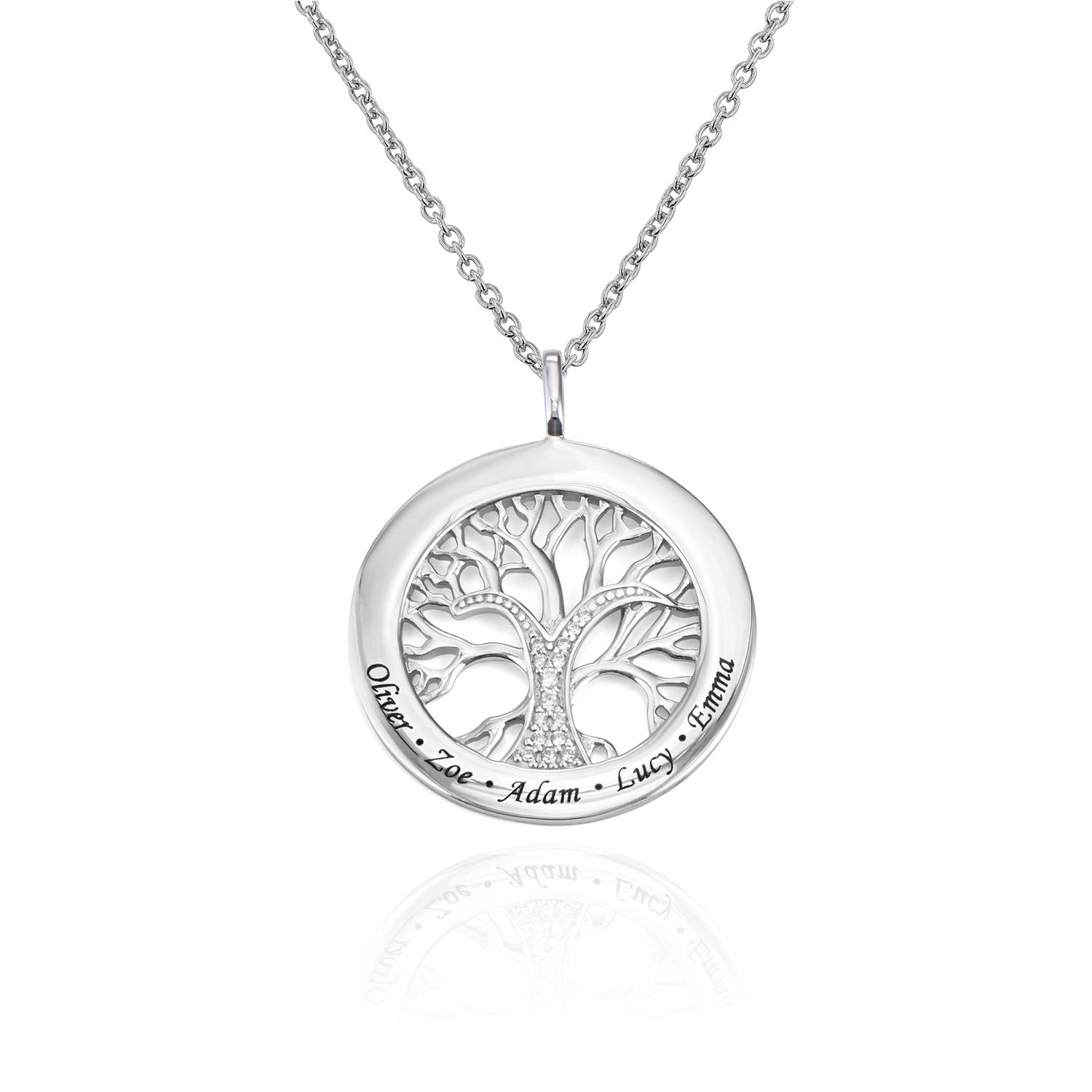 Collar Árbol Genealógico en Círculo con Zirconia Cúbica en Plata-1 Collar Árbol Genealógico en Círculo con Zirconia Cúbica en Plata-1 foto de producto
