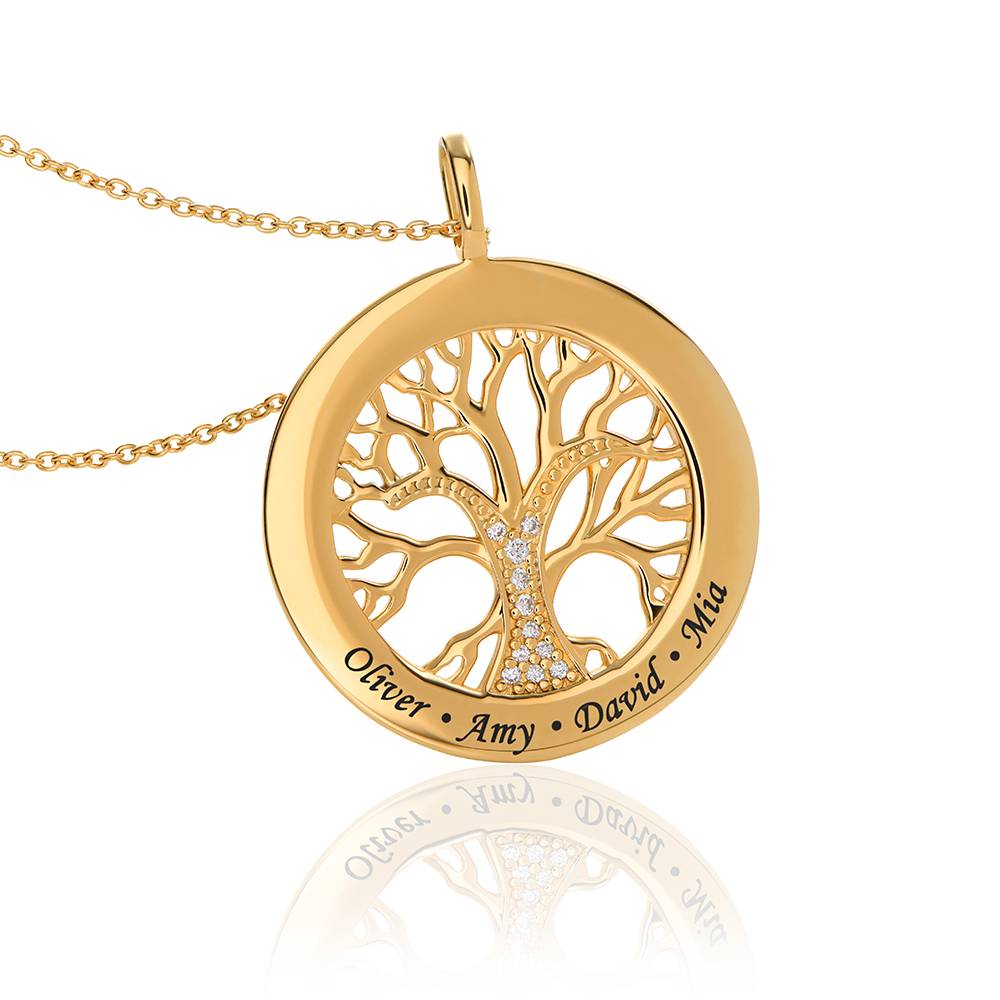 Collar Árbol Genealógico en Círculo con Zirconia Cúbica Oro con Diamante en Vermeil de Oro-5 foto de producto