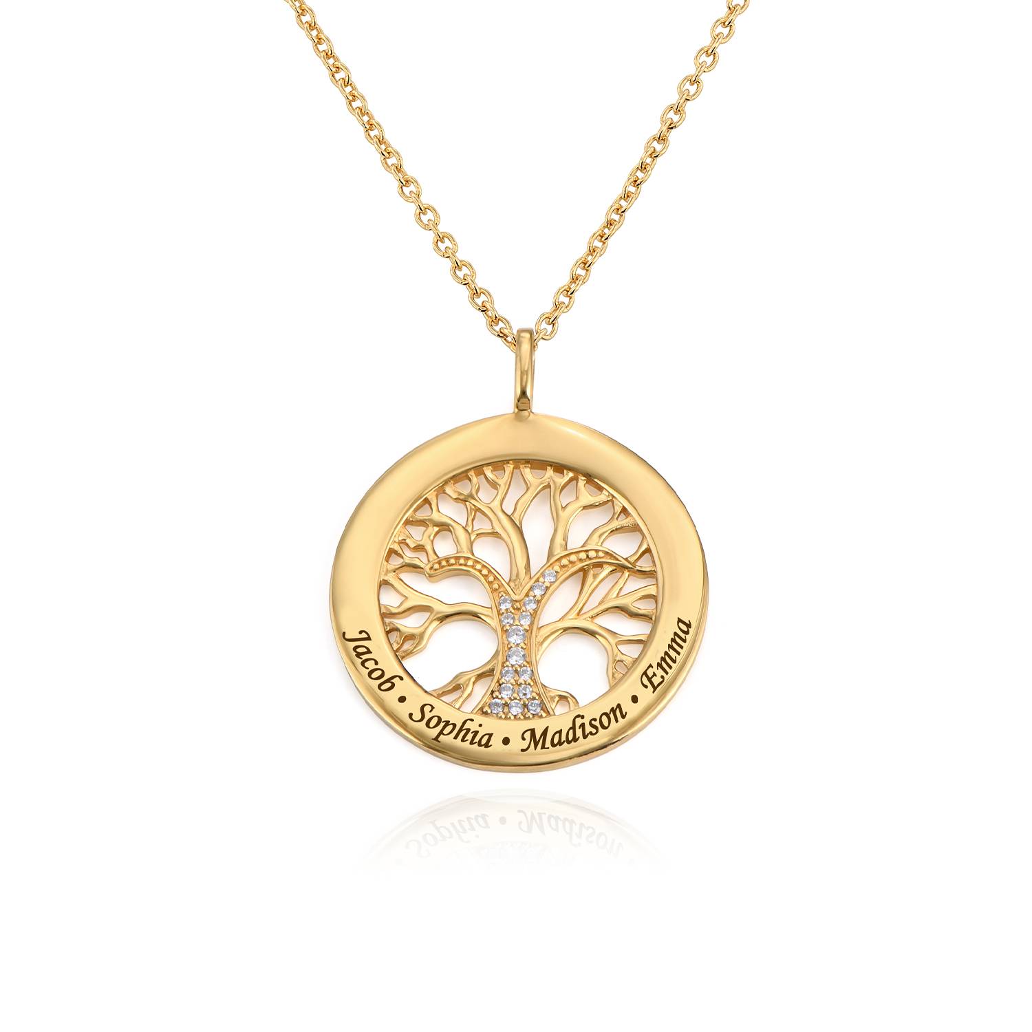 Collar Árbol Genealógico en Círculo con Zirconia Cúbica Oro con Diamante en Vermeil de Oro-4 foto de producto