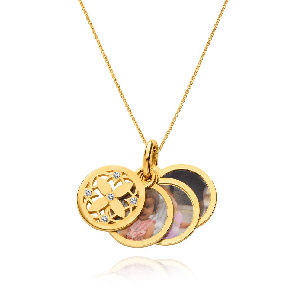 Collar de Colgante de Foto Floret con Diamantes en Baño de Oro-3 foto de producto