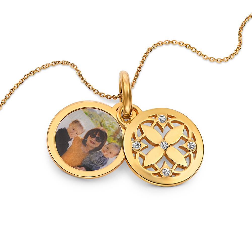 Collar de Colgante de Foto Floret con Diamantes en Vermeil de Oro-8 foto de producto