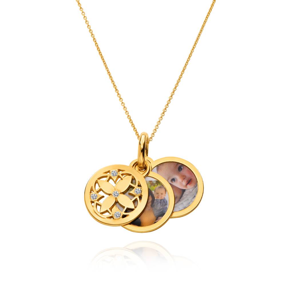 Collar de Colgante de Foto Floret con Diamantes en Vermeil de Oro-2 foto de producto
