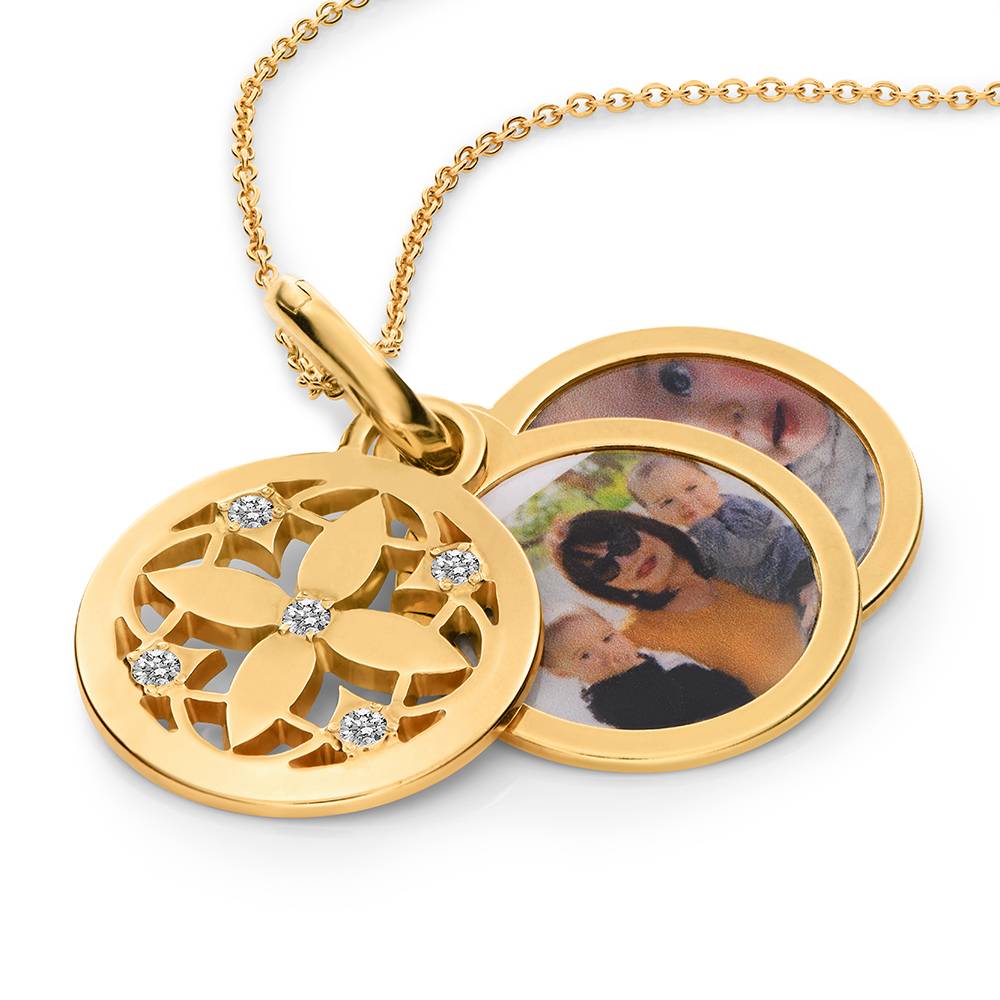 Collar de Colgante de Foto Floret con Diamantes en Vermeil de Oro-1 foto de producto