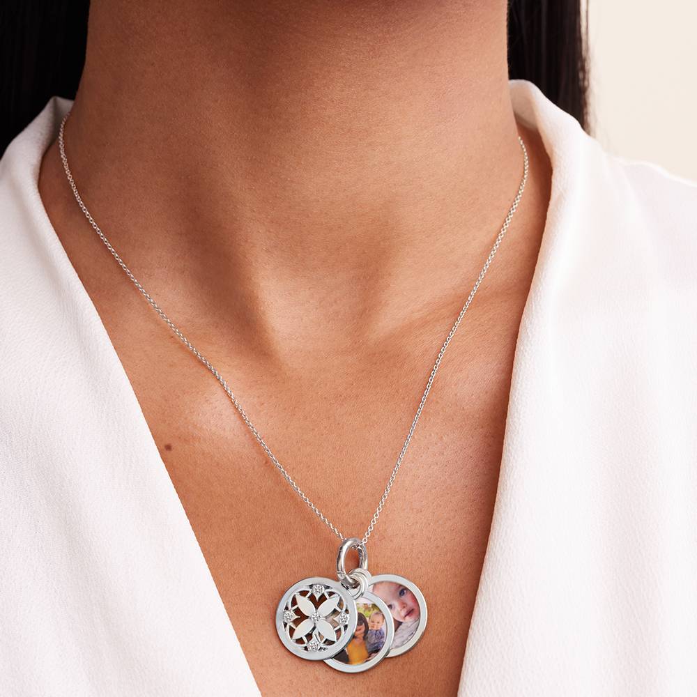 Collar de Colgante de Foto Floret con Diamantes en Plata Esterlina-5 foto de producto
