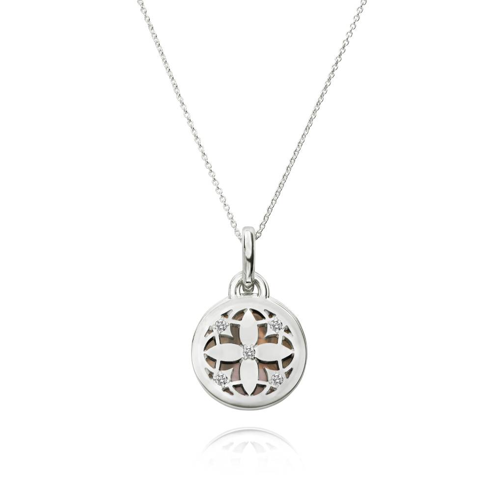 Collar de Colgante de Foto Floret con Diamantes en Plata Esterlina-1 foto de producto