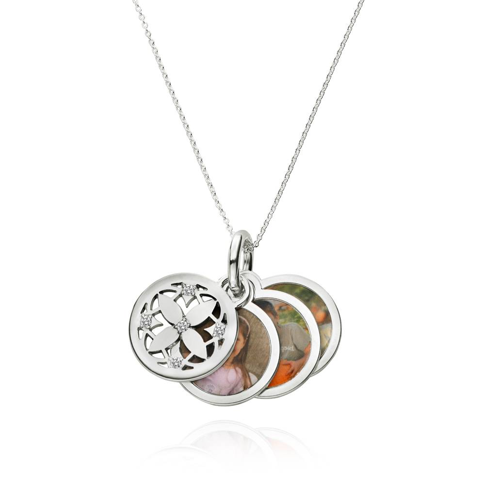 Collar de Colgante de Foto Floret con Diamantes en Plata Esterlina-3 foto de producto