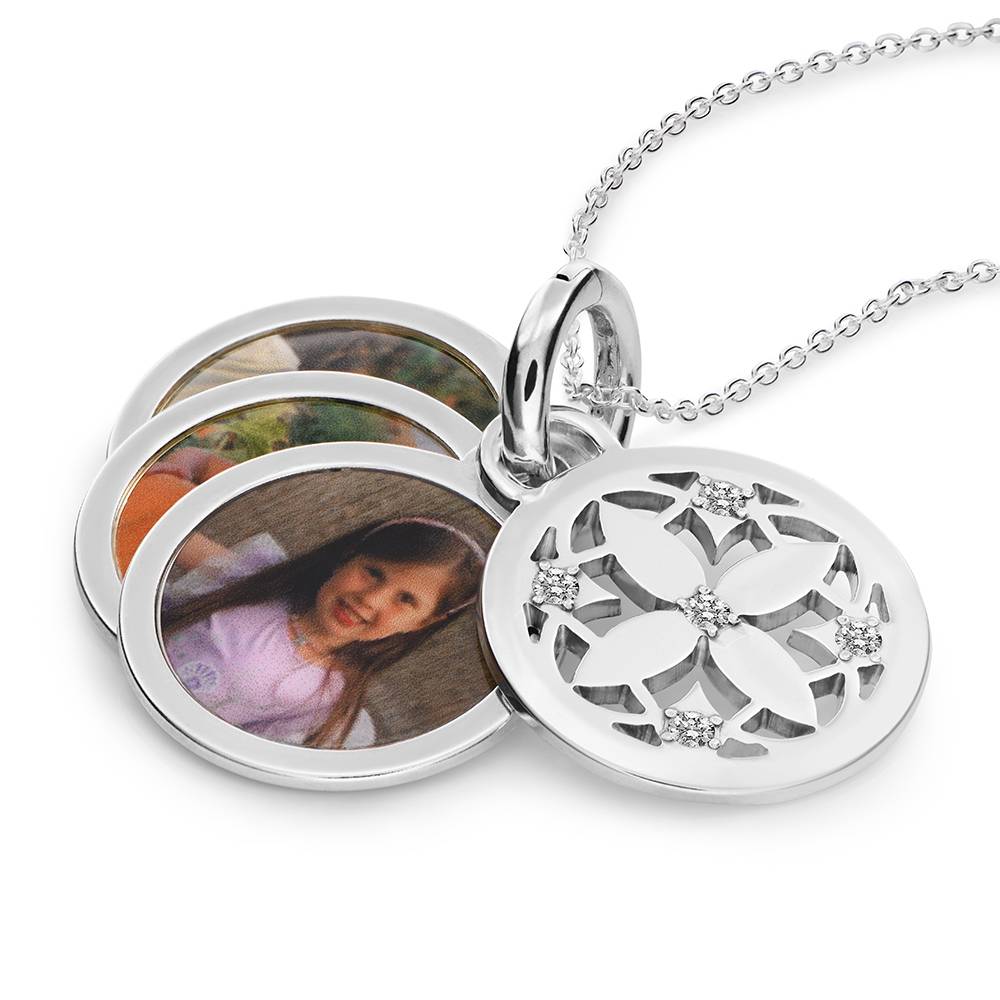 Collar de Colgante de Foto Floret con Diamantes en Plata Esterlina-2 foto de producto