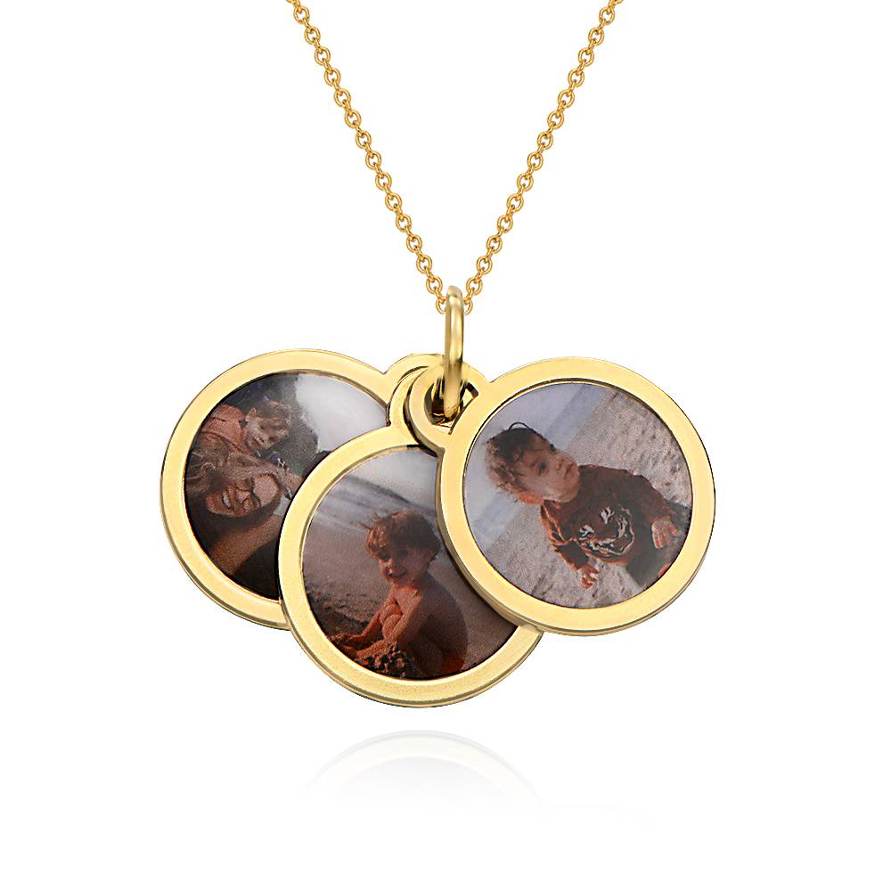 Collar con Colgante de Foto para Siempre en Chapa de Oro-3 foto de producto