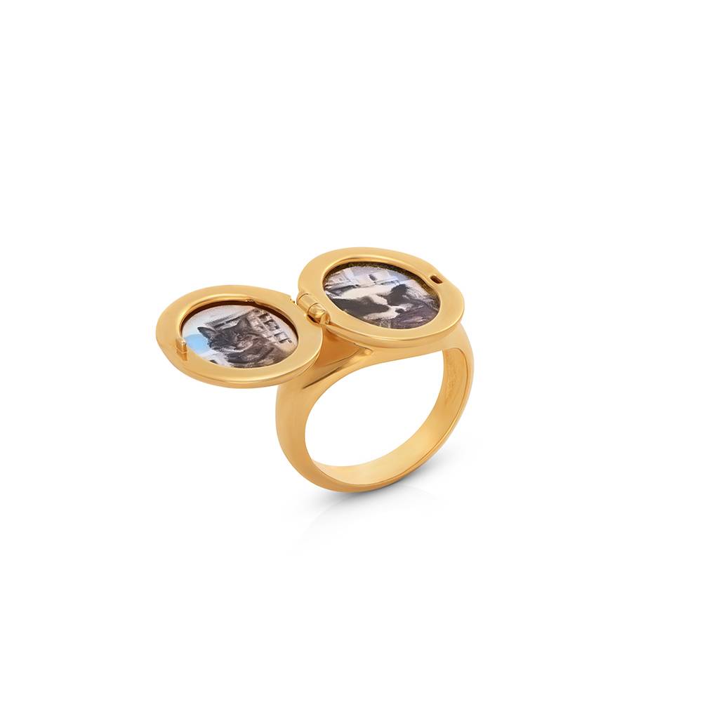 Anillo Meñique con Inicial y Foto Para Siempre Contigo en Chapa de Oro-5 foto de producto