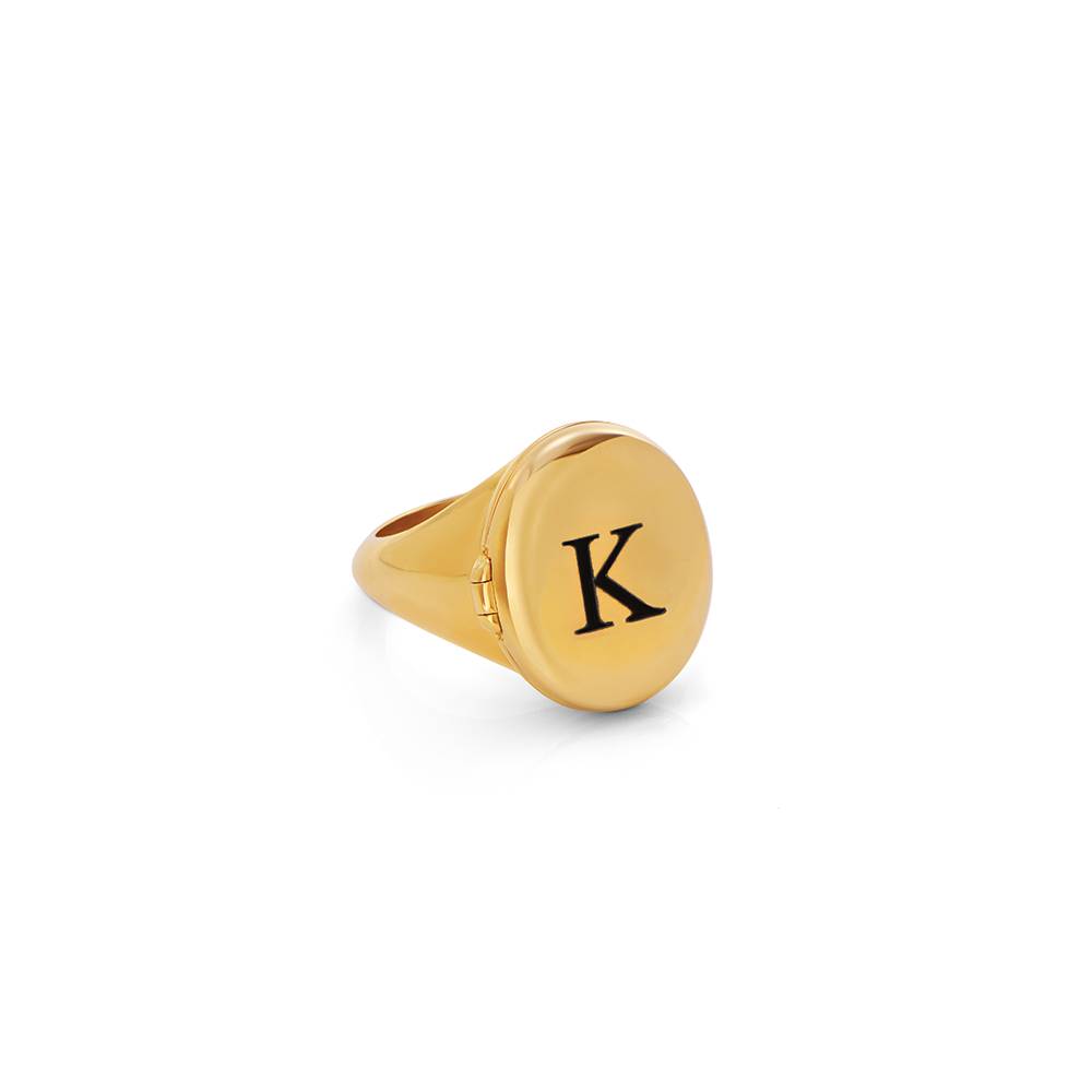 Anillo Meñique con Inicial y Foto Para Siempre Contigo en Chapa de Oro-3 foto de producto