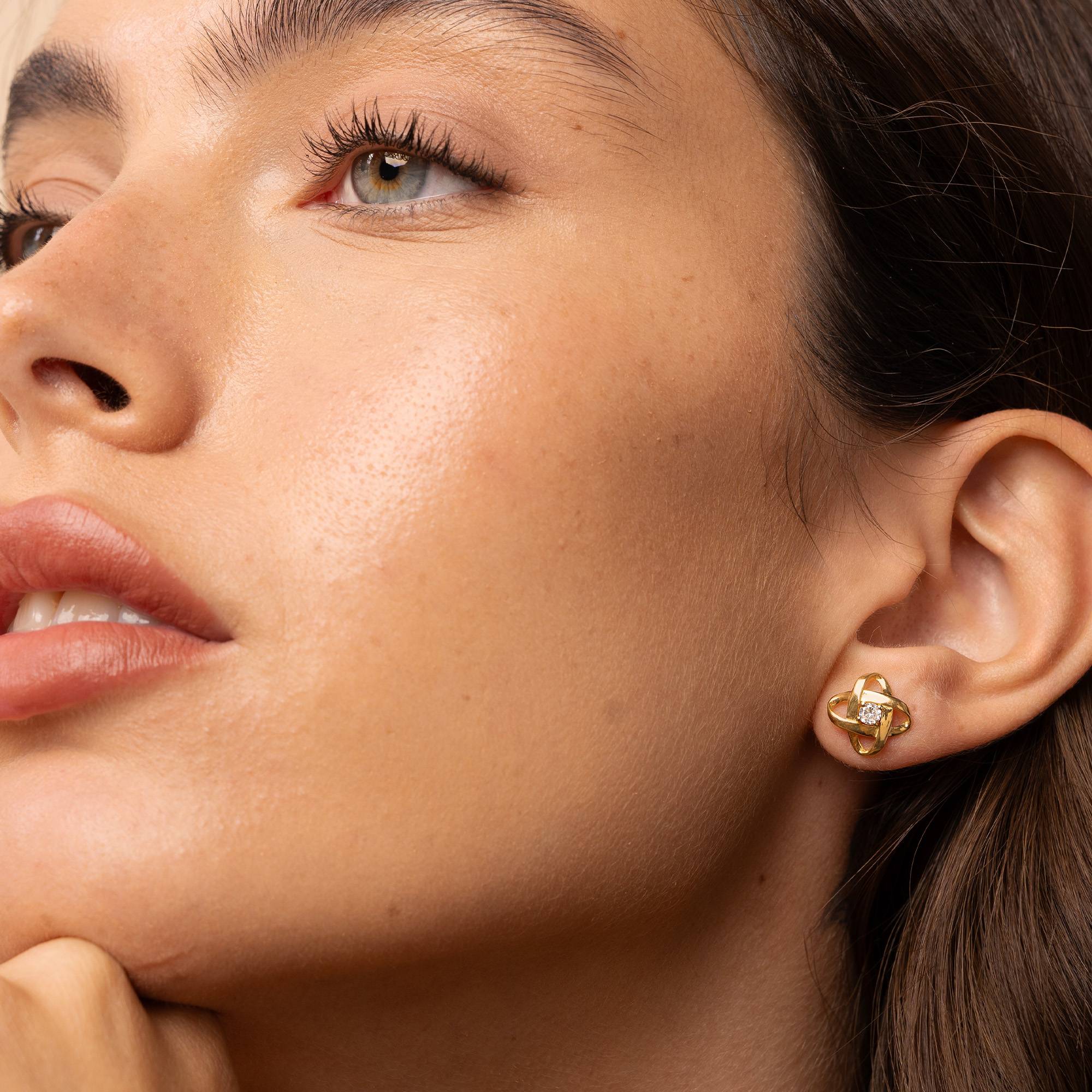 Pendientes Galaxy con Zirconia Cúbica en Vermeil de Oro-4 foto de producto