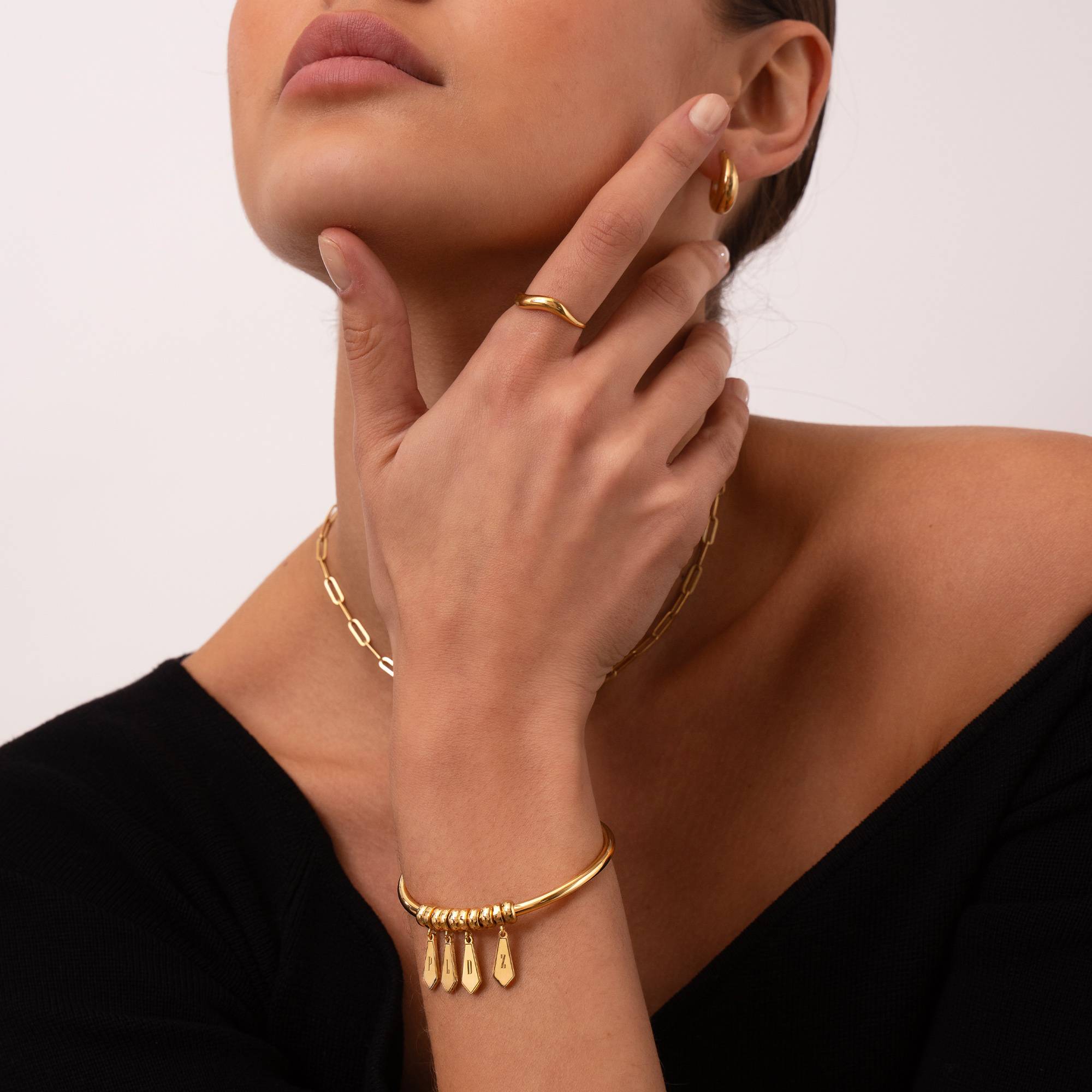 Pulsera Gia con Dijes de Inicial y Piedras en Vermeil de Oro-6 foto de producto
