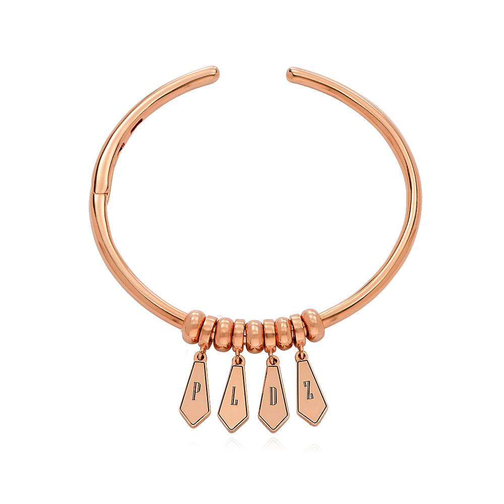 Pulsera Gia con Dijes de Inicial y Piedras en Chapa de Oro Rosa-3 foto de producto