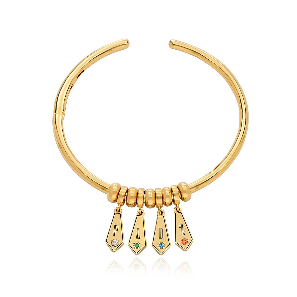 Pulsera Gia con Dijes de Inicial y Piedras de Nacimiento en Chapa de Oro-2 foto de producto