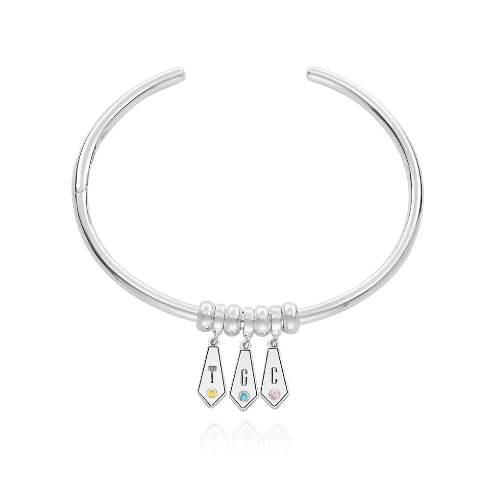 Pulsera Gia con Dijes de Inicial y Piedras de Nacimiento en Plata Esterlina-2 foto de producto