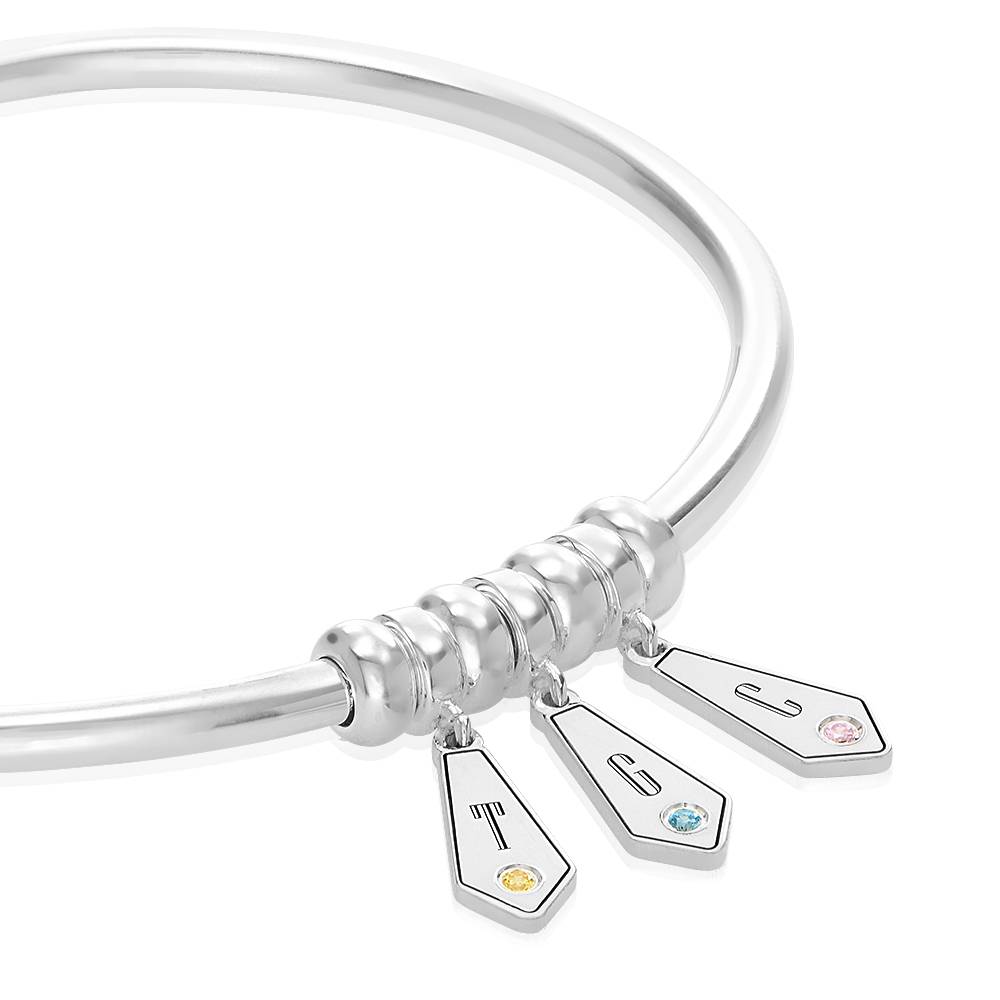 Pulsera Gia con Dijes de Inicial y Piedras de Nacimiento en Plata Esterlina-3 foto de producto