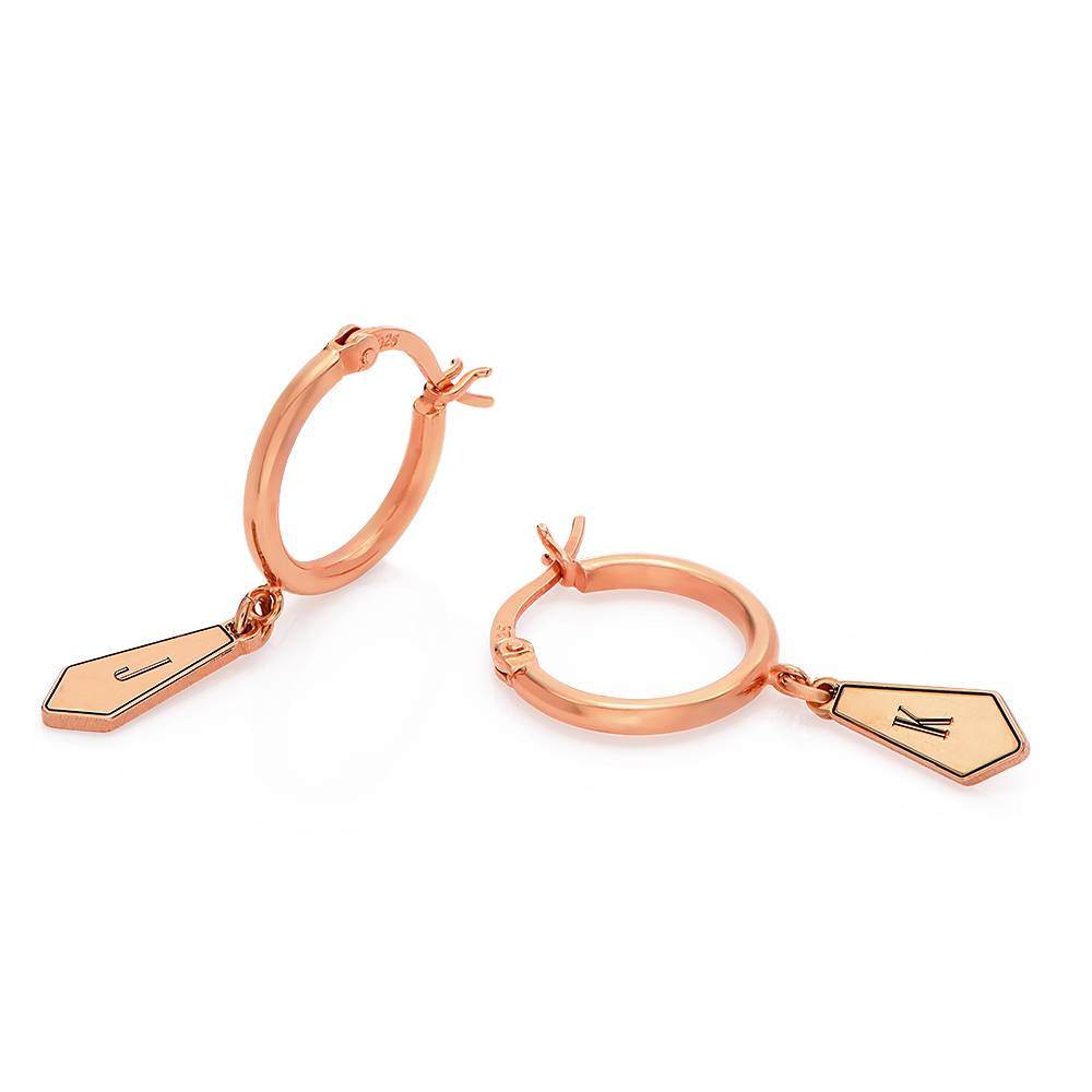 Pendientes Gia con Dijes de Inicial en Chapa de Oro Rosa-1 foto de producto