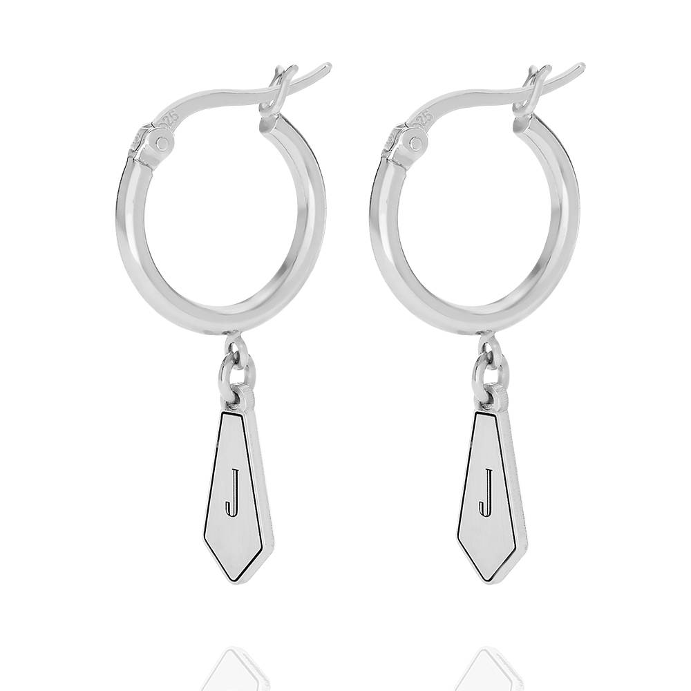 Pendientes Gia con Dijes de Inicial en Plata-1 foto de producto