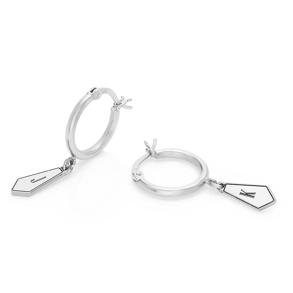 Pendientes Gia con Dijes de Inicial en Plata-3 foto de producto