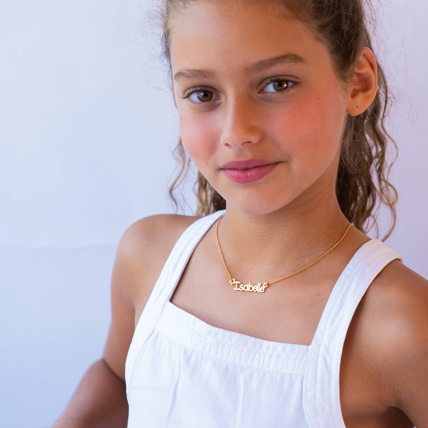 Collar con Nombre de Estrella para Niñas en Baño de Oro-2 foto de producto