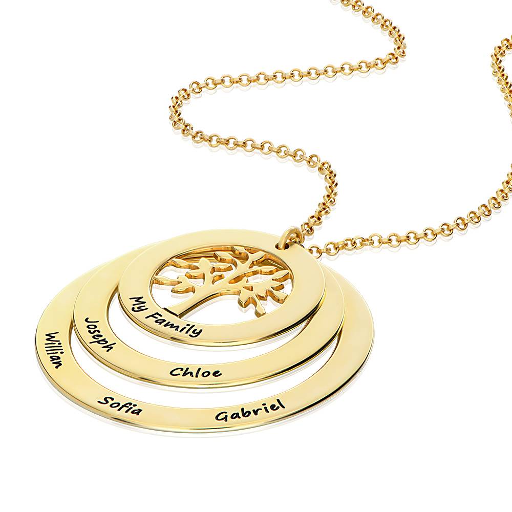 Collar del Círculo de Familia con Árbol de la Vida en Baño de Oro-6 foto de producto