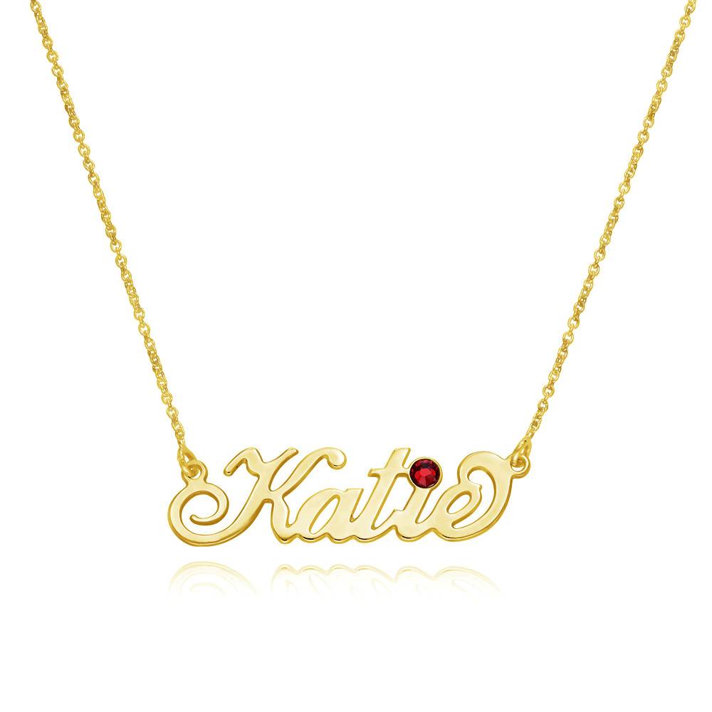 Collar con Nombre Carrie con Piedra de Nacimiento en Vermeil de Oro-1 foto de producto