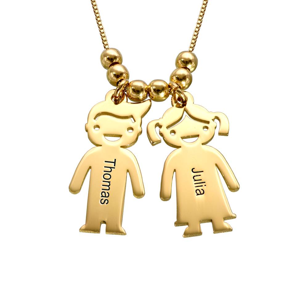 Collar con Colgantes Niño y Niña Personalizado en Vermeil de Oro-5 Collar con Colgantes Niño y Niña Personalizado en Vermeil de Oro-5 foto de producto