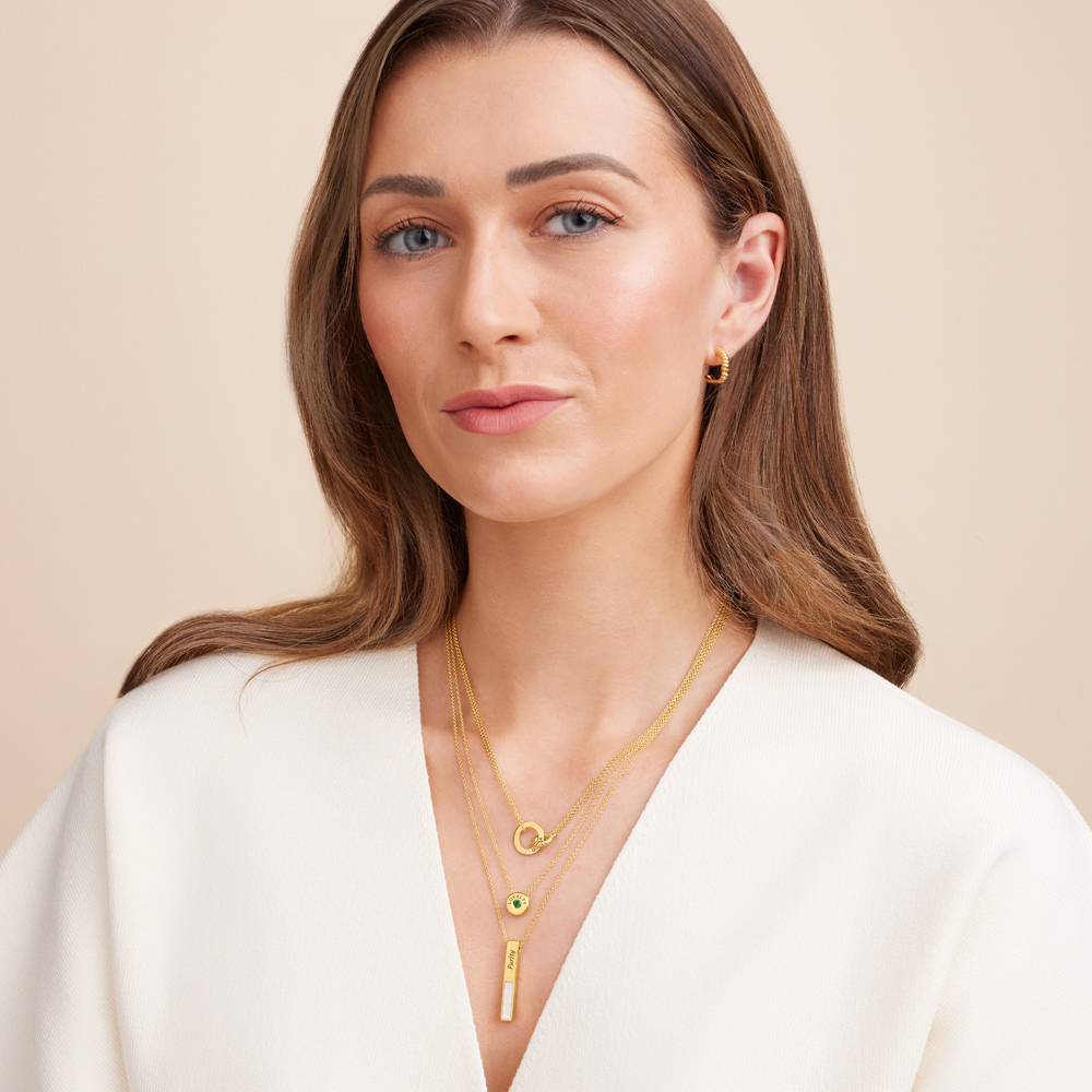 Collar Grace Círculos Interconectados con Diamante en Vermeil de Oro-6 foto de producto
