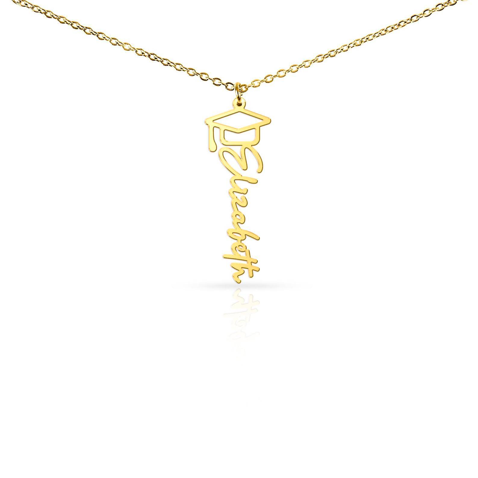 Collar con Nombre de Graduación Acero Inoxidable Chapado en Oro 18K-1 foto de producto
