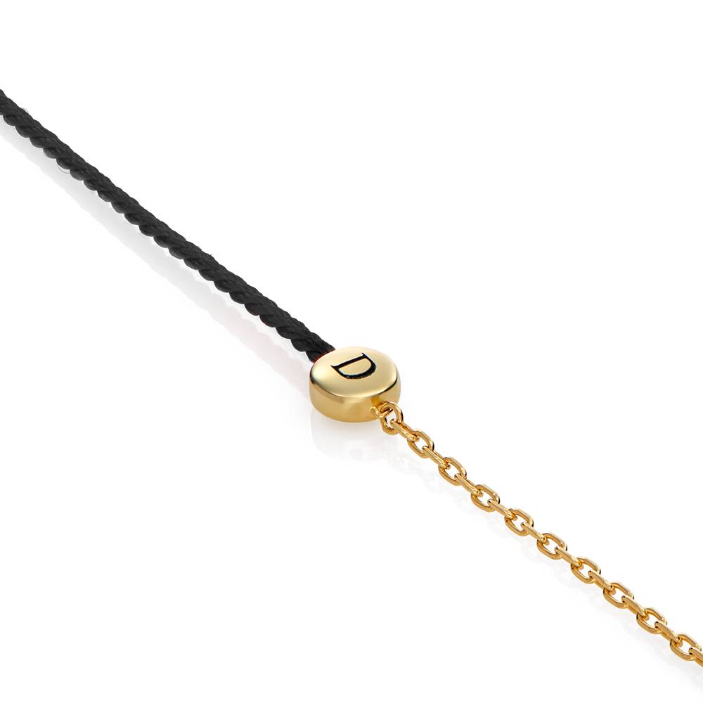 Pulsera Mitad Negra Mitad Cadena con Inicial y Diamante en Chapa de Oro-5 foto de producto