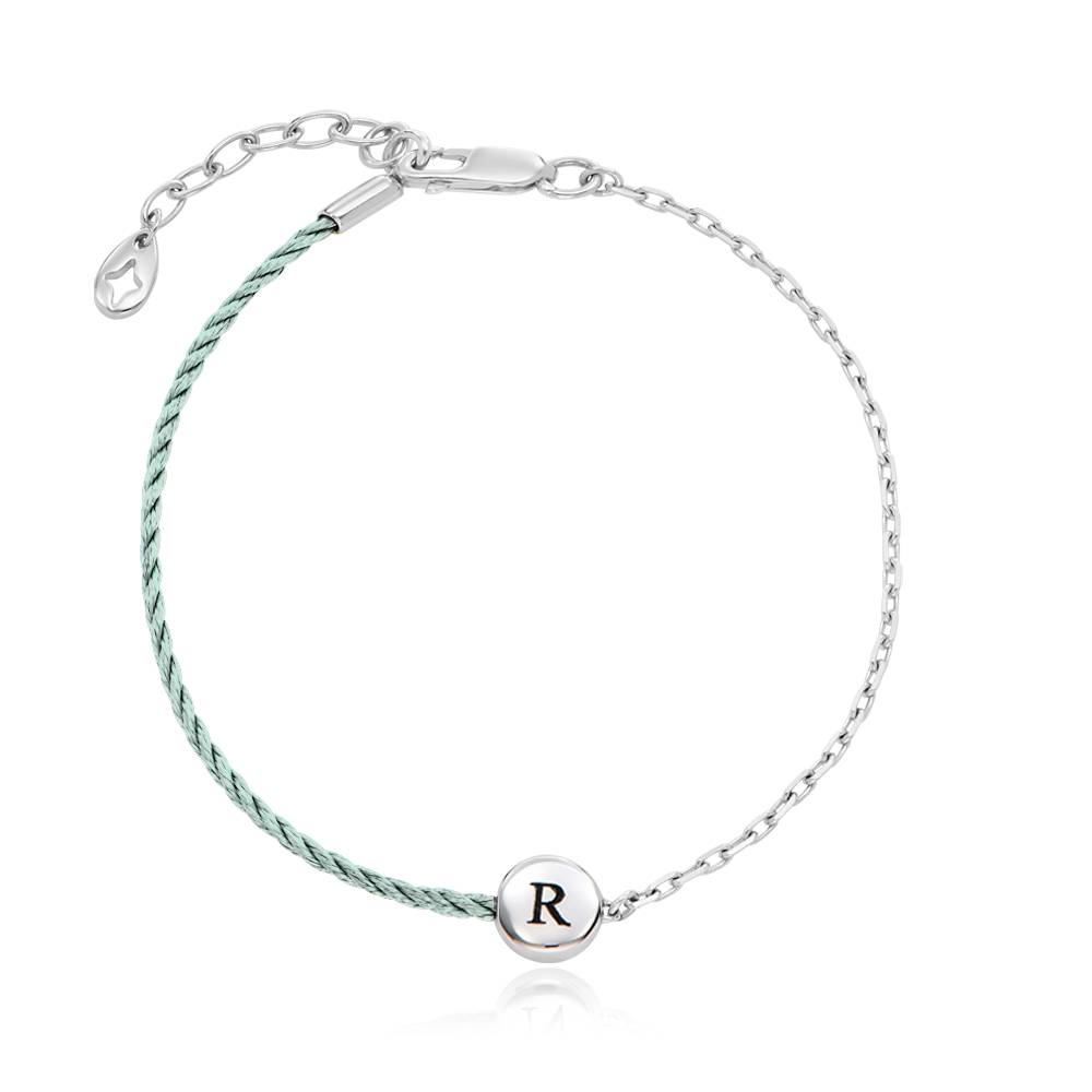 Pulsera Mitad Verde Mitad Cadena con Inicial y Diamante en Plata Esterlina-5 foto de producto