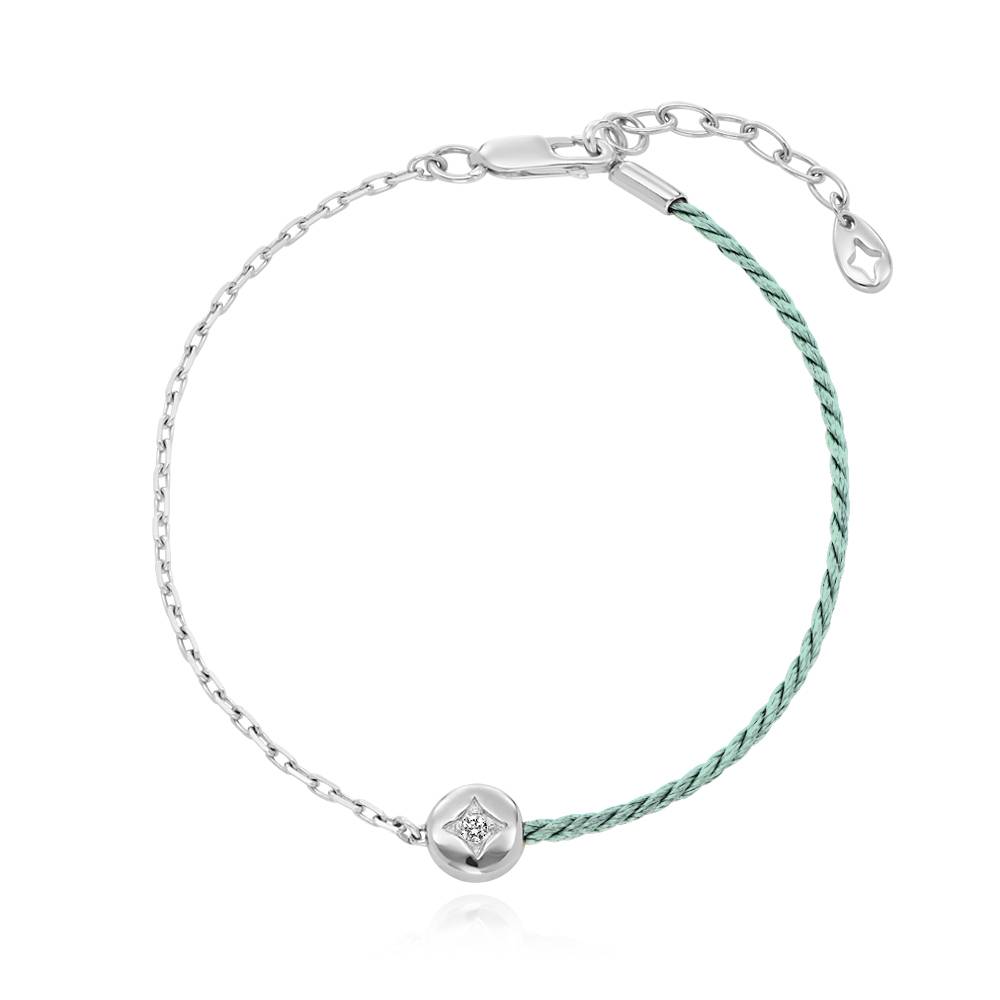 Pulsera Mitad Verde Mitad Cadena con Inicial y Diamante en Plata Esterlina-3 foto de producto