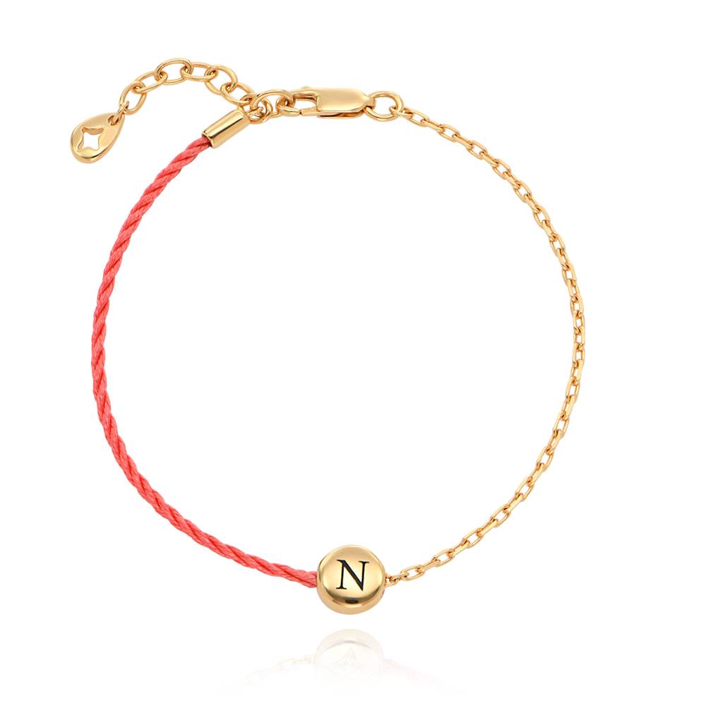 Pulsera Mitad Rosa Mitad Cadena con Inicial y Diamante en Chapa de Oro-7 foto de producto