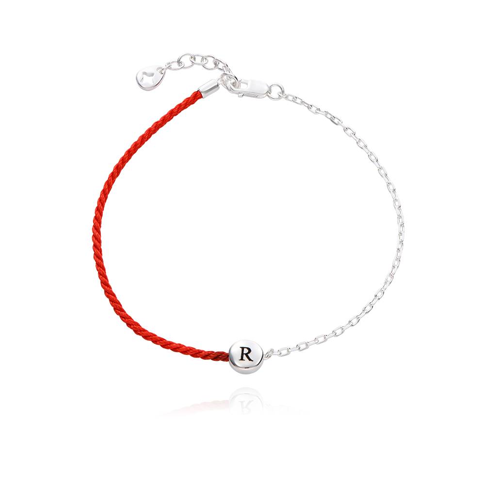 Pulsera Mitad Roja Mitad Cadena con Inicial y Diamante en Plata Esterlina-4 foto de producto