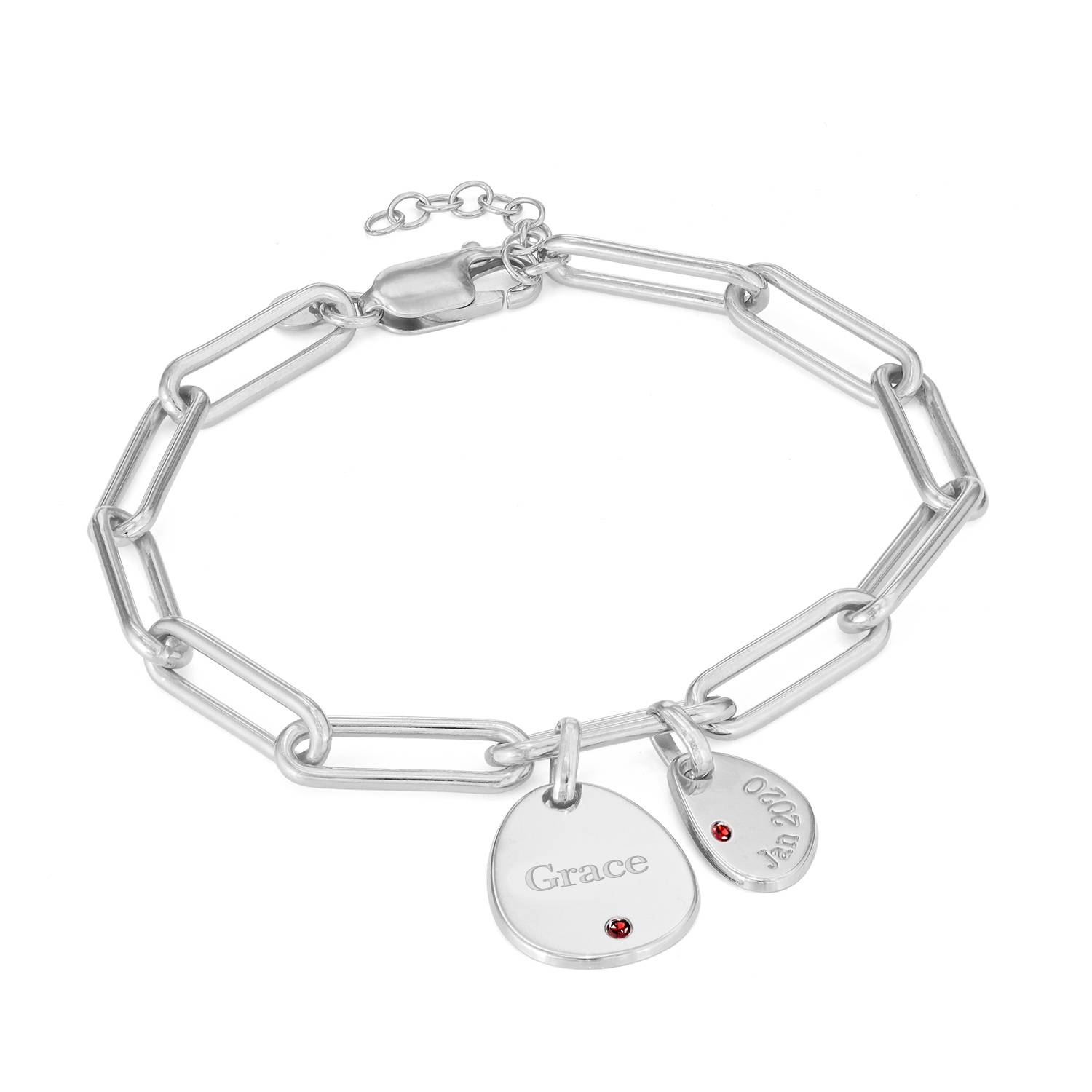 Pulsera de Eslabones Hazel con Dijes Personalizados con Piedras de Nacimiento en Plata-4 Pulsera de Eslabones Hazel con Dijes Personalizados con Piedras de Nacimiento en Plata-4 foto de producto