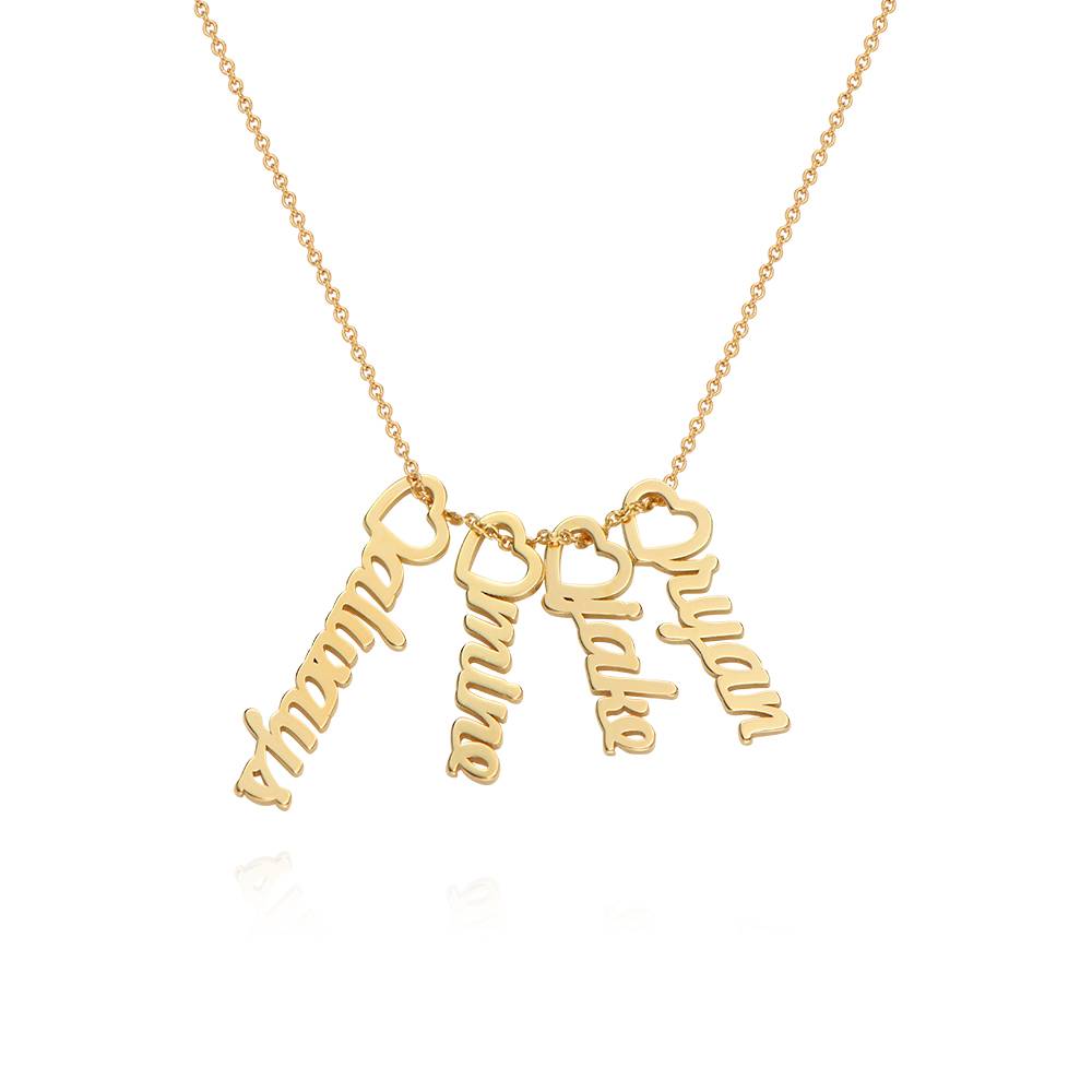 Collar con Nombre Vertical y Colgante de Corazón en Chapa de Oro-1 foto de producto