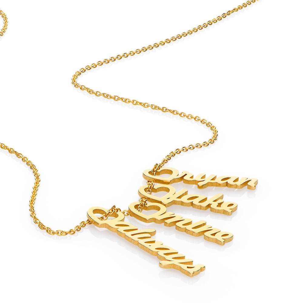 Collar con Nombre Vertical y Colgante de Corazón en Chapa de Oro-5 foto de producto