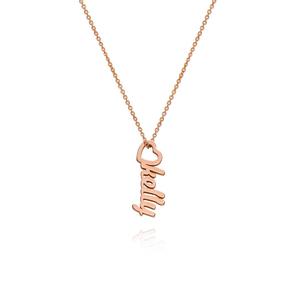 Collar con Nombre Vertical y Colgante de Corazón en Chapa de Oro Rosa-3 Collar con Nombre Vertical y Colgante de Corazón en Chapa de Oro Rosa-3 foto de producto