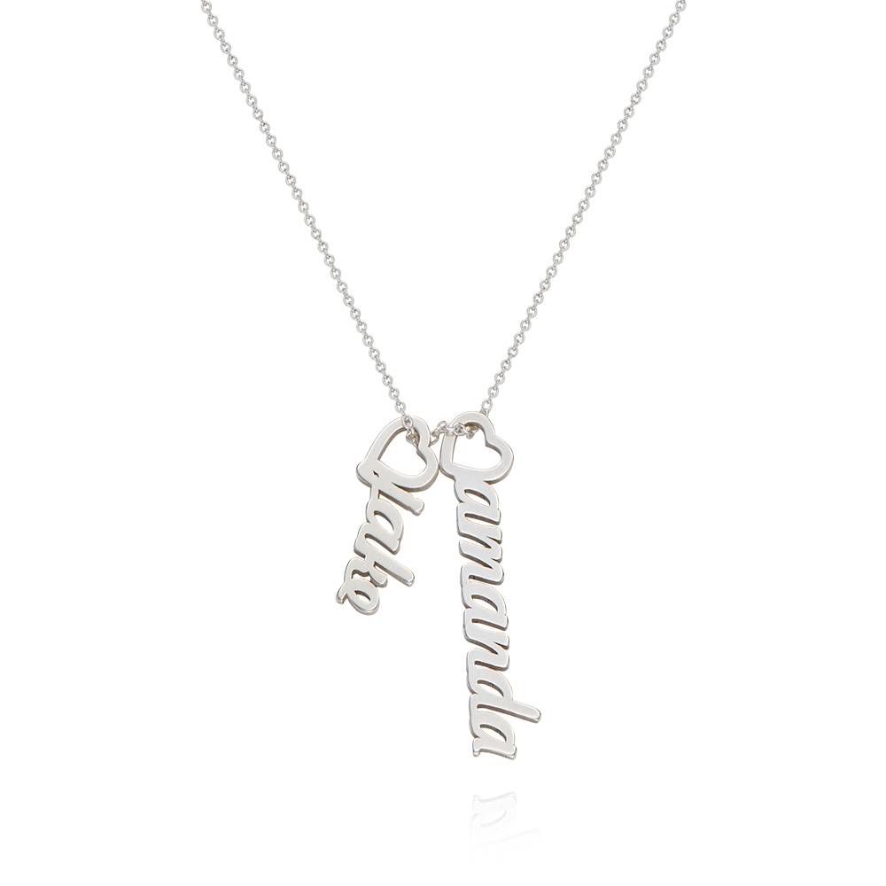 Collar con Nombre Vertical y Colgante de Corazón en Plata Esterlina-6 foto de producto
