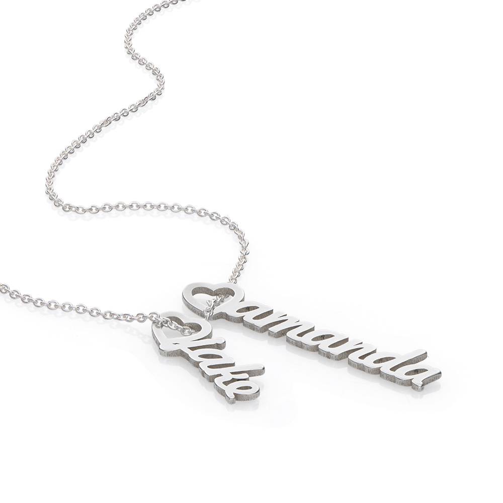 Collar con Nombre Vertical y Colgante de Corazón en Plata Esterlina-5 foto de producto