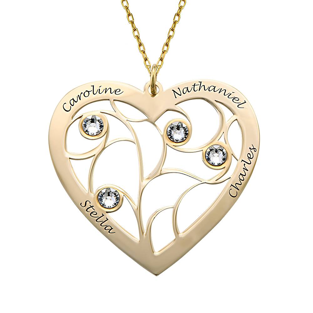 Collar Árbol de la Vida en Forma de Corazón con Piedras de Nacimiento en Oro Sólido 10K-3 foto de producto