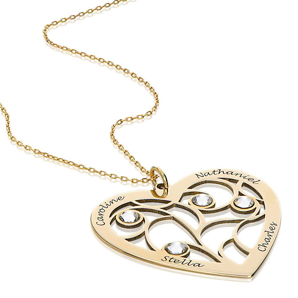 Collar Árbol de la Vida en Forma de Corazón con Piedras de Nacimiento en Oro Sólido 10K-2 foto de producto