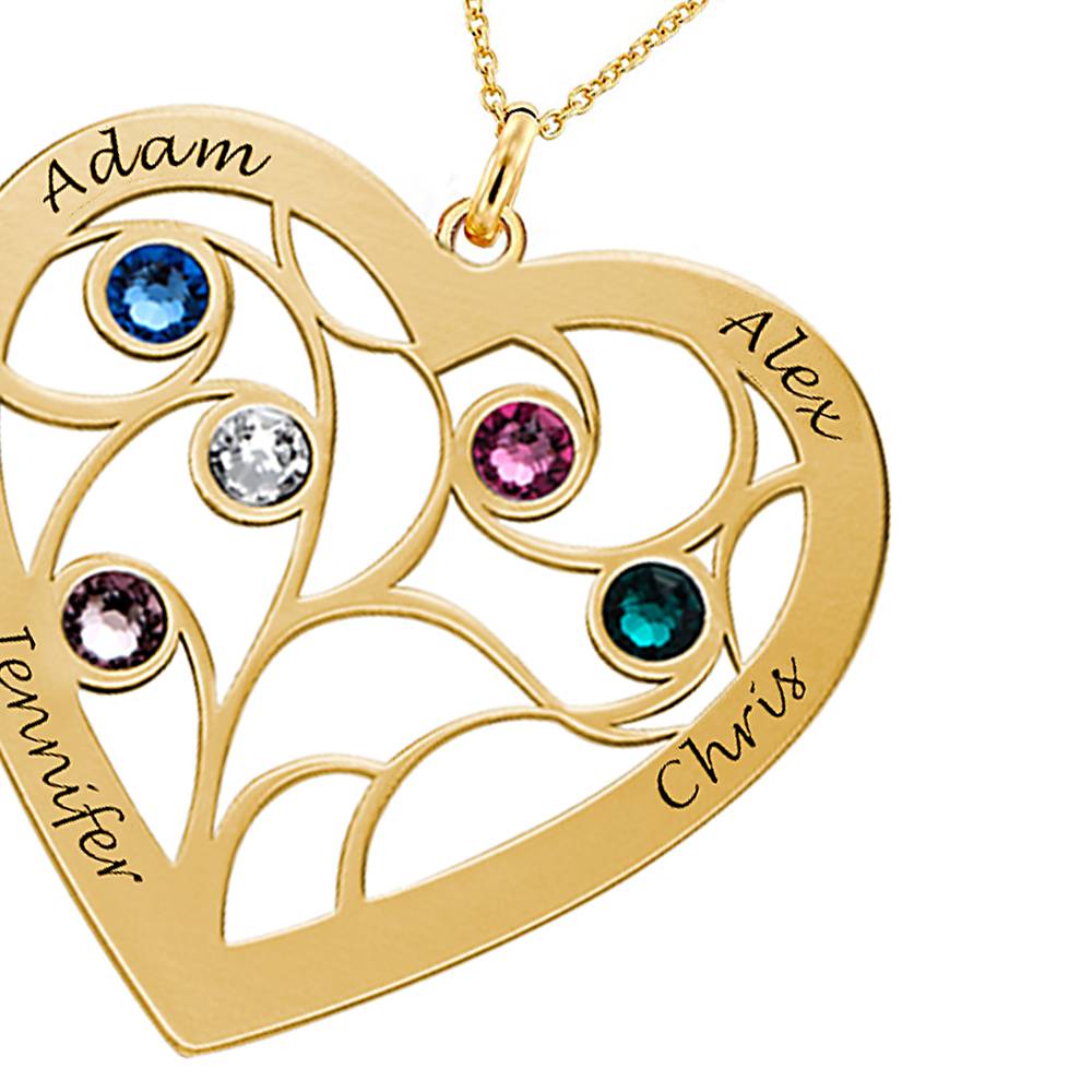 Collar Árbol de la Vida en Forma de Corazón con Piedras de Nacimiento en Vermeil de Oro-5 foto de producto