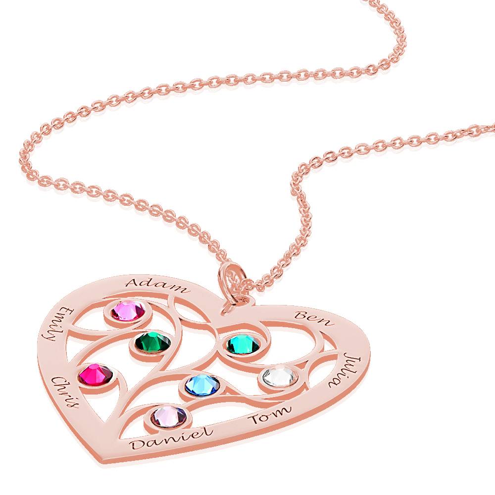 Collar Árbol de la Vida en Forma de Corazón con Piedras de Nacimiento en Chapado de Oro Rosa-5 Collar Árbol de la Vida en Forma de Corazón con Piedras de Nacimiento en Chapado de Oro Rosa-5 foto de producto