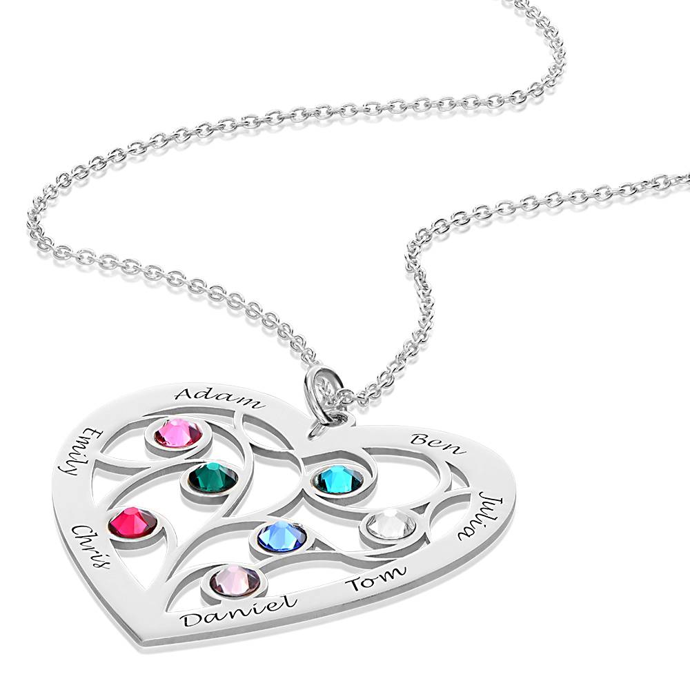 Collar Árbol de la Vida en Forma de Corazón con Piedras de Nacimiento en Plata-1 Collar Árbol de la Vida en Forma de Corazón con Piedras de Nacimiento en Plata-1 foto de producto