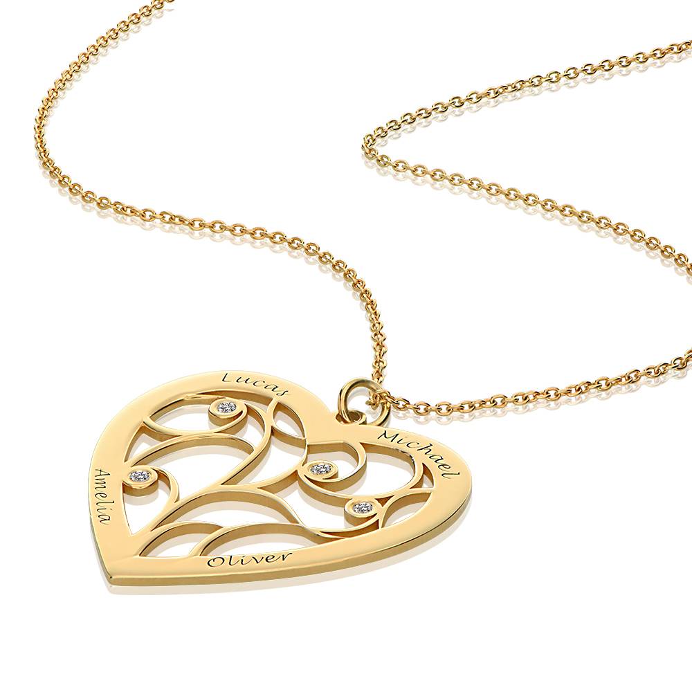 Collar Árbol de la Vida en Forma de Corazón con Diamantes en Vermeil de Oro-1 foto de producto
