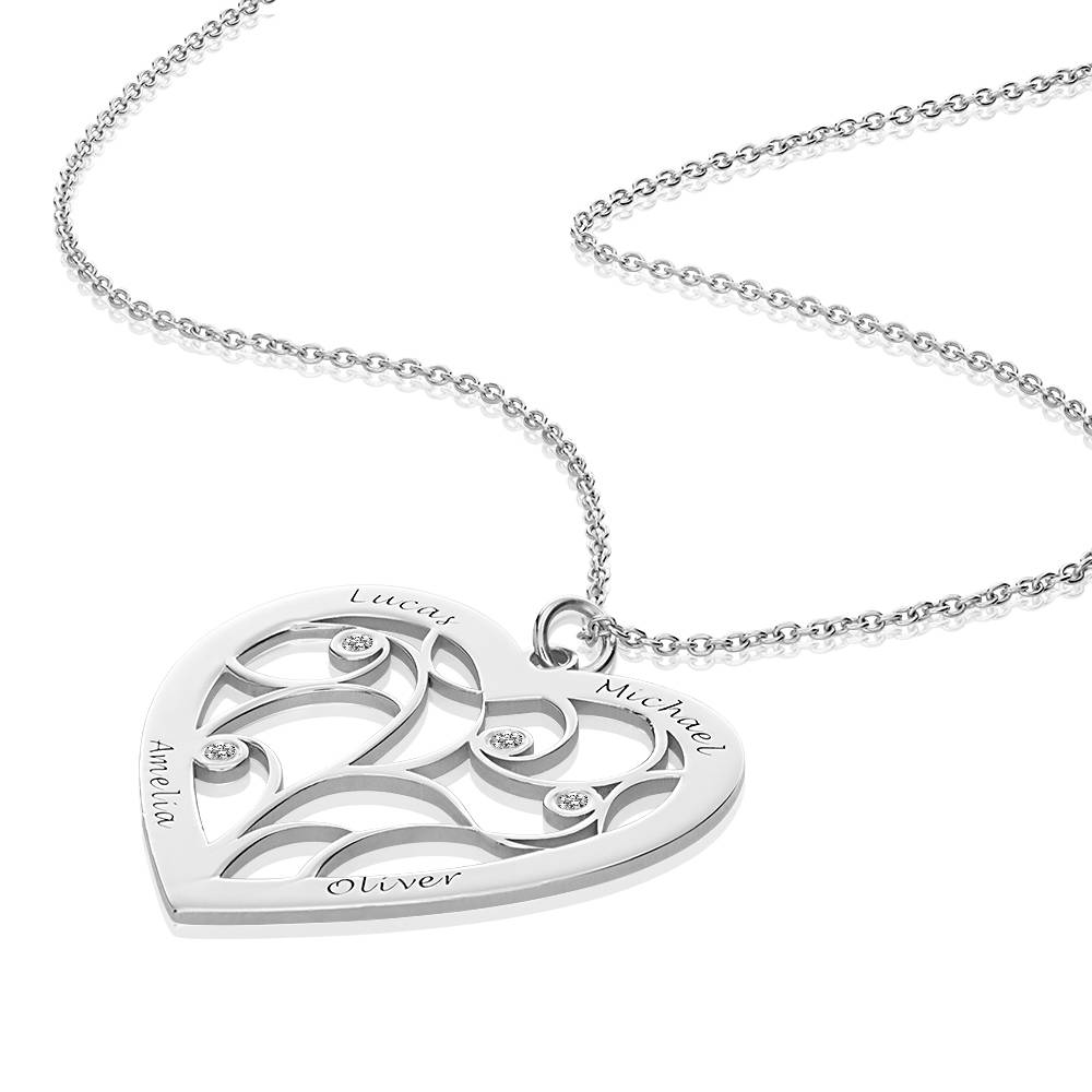 Collar Árbol de la Vida en Forma de Corazón con Diamantes en Plata-4 foto de producto